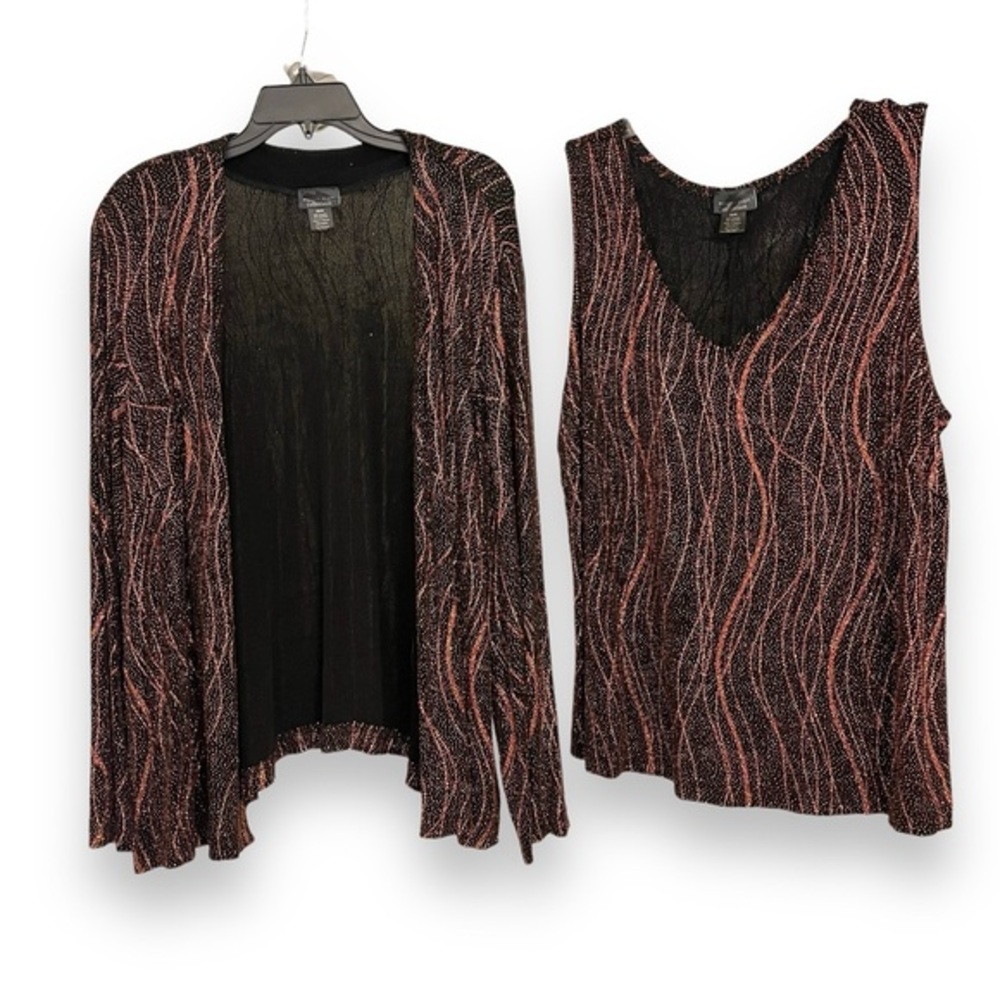 Two Piece‎ 3X 22/24 Dress Barn Confetti Glitter Jacket & Tank Top Dressy Set